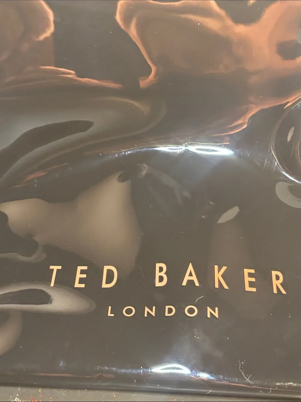 NWT Ted Baker Black Patent Icon Tote Bag with Gold Bow